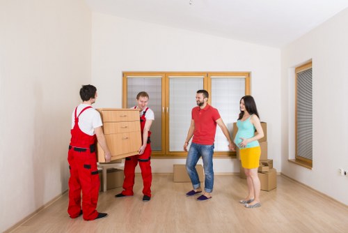 Removal van service operating in a Chiswick residential street