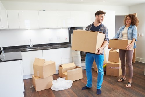 Boxes and furniture prepared for local storage in west London