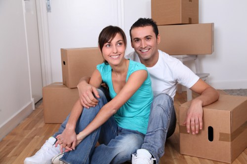 Moving day preparation for a Chiswick property with furniture and cartons