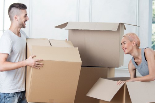 Packed boxes and furniture ready for a Chiswick moving quote