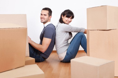 Professional movers planning access for a Chiswick property move